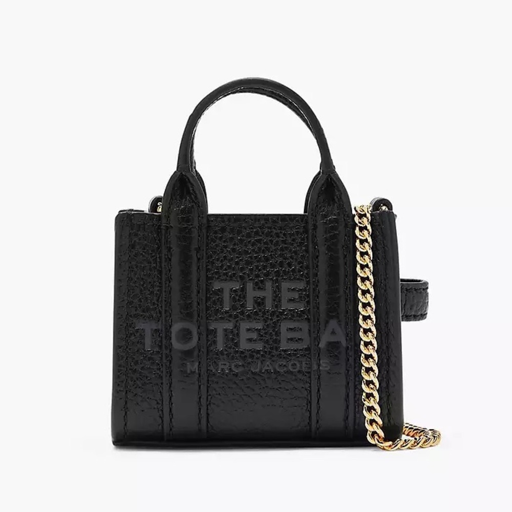 🔥🔥🔥NEW Marc Jacobs Nano Micro The Tote Bag Black Leather Satchel Crossbody Bag